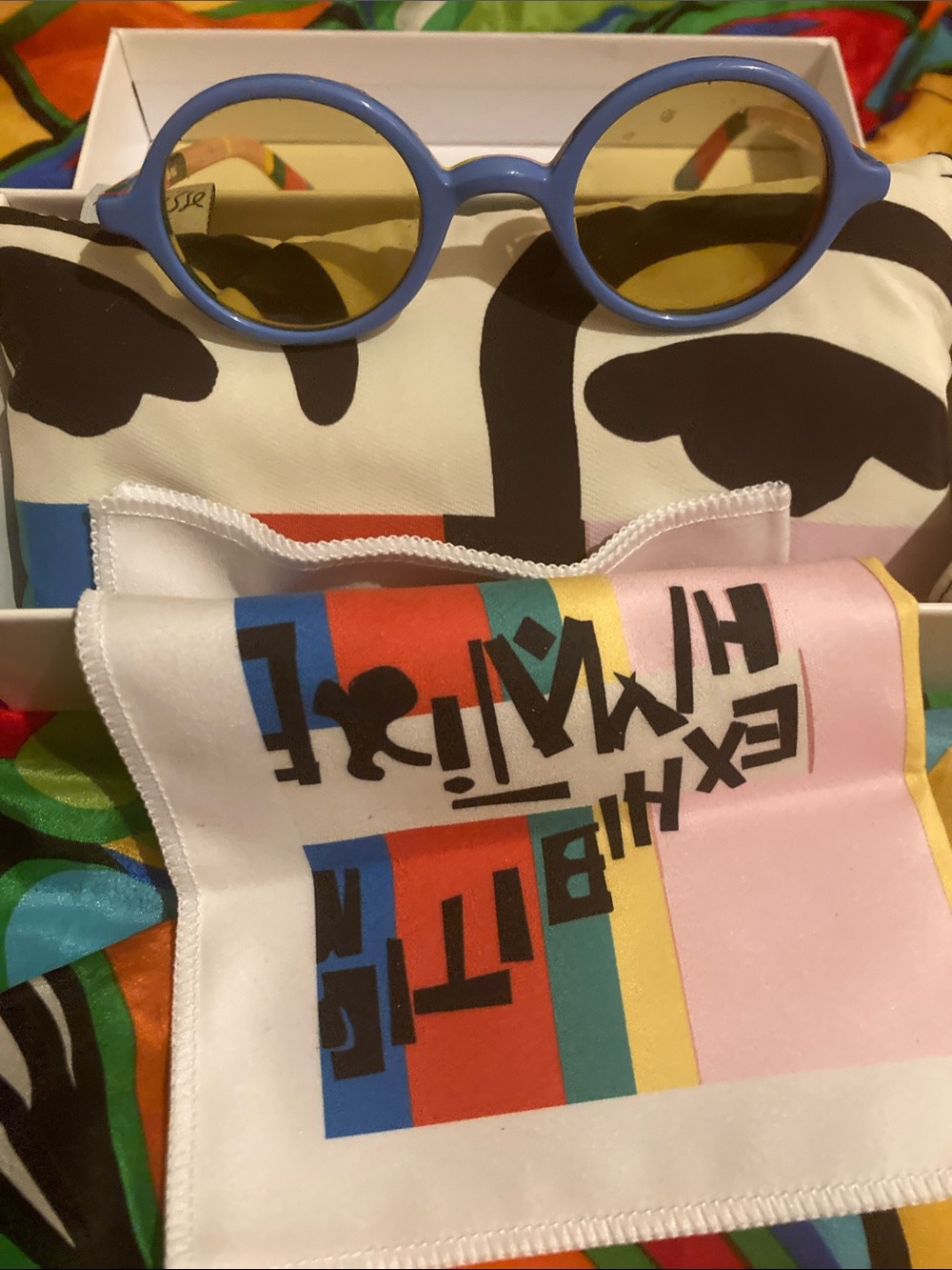 Moma Round Blue Frame Sunglasses with Yellow Lenses